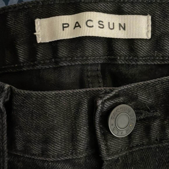 Pacsun Mens (30x32) Black Distressed Stacked Skinny Jeans - Picture 2 of 4